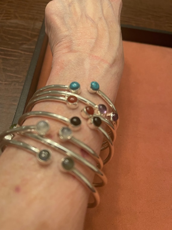 Silver colored Stackable Bracelets Lab created st… - image 2