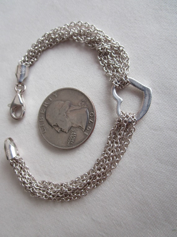Sterling Silver heart multi stringed bracelet   V… - image 9