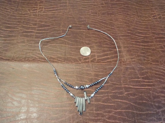 Hematite Silver double strand necklace, Vintage j… - image 2
