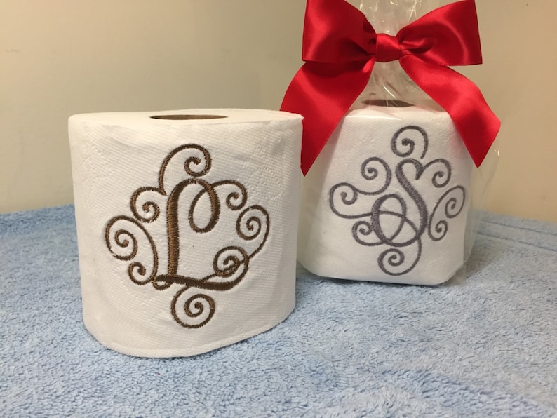 Monogrammed Toilet Paper the perfect gift for the person that has it all image 1