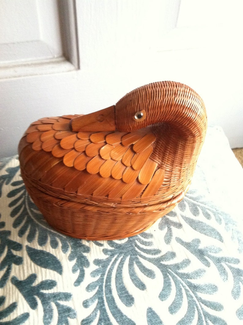Vintage Wicker Bird Basket Etsy
