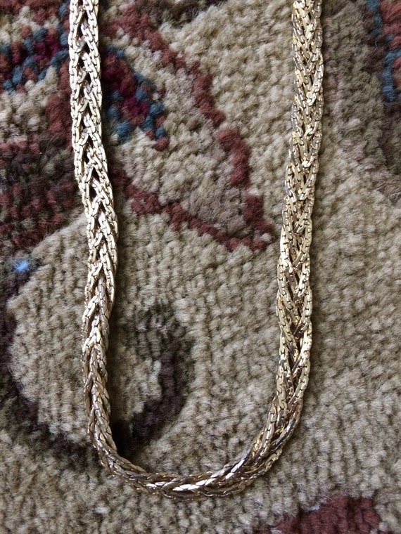 Vintage 1980's gold tone braided chain necklace - image 2