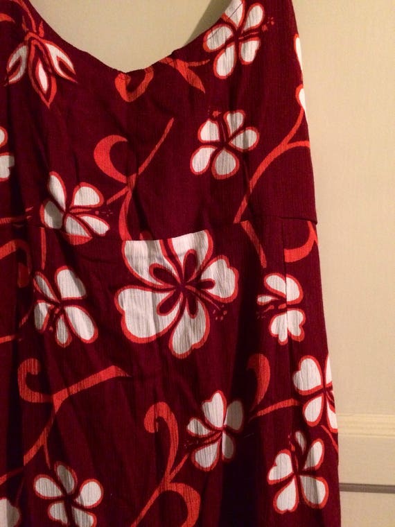 Vintage Hawaiian Red, White, Orange flower Dress - image 2