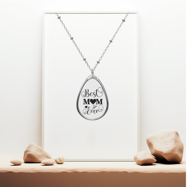 Best Mom Ever Oval Necklace, Jewelry Present, Mothers Day Gift, Gift for Her, present for mom, Mom necklace, trendy necklaces, gift from kid