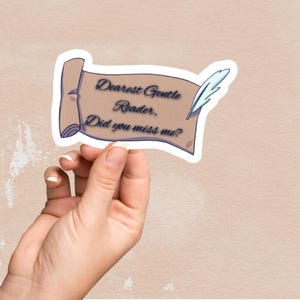 Dearest Gentle Reader Vinyl Sticker, Bridgerton, Lady Whistledown, trendy stickers, vintage style sticker, Polin, spill the tea