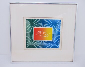 1970's Vintage S.MARTIN FRIEDMAN Mid-Century Modern " HYPERION" Framed Etching Print-Signed Numbered 70/260