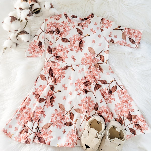 Girls Modest dress | midi length | floral dress | girls play | girls Easter dress | girls twirl dress | toddler dress