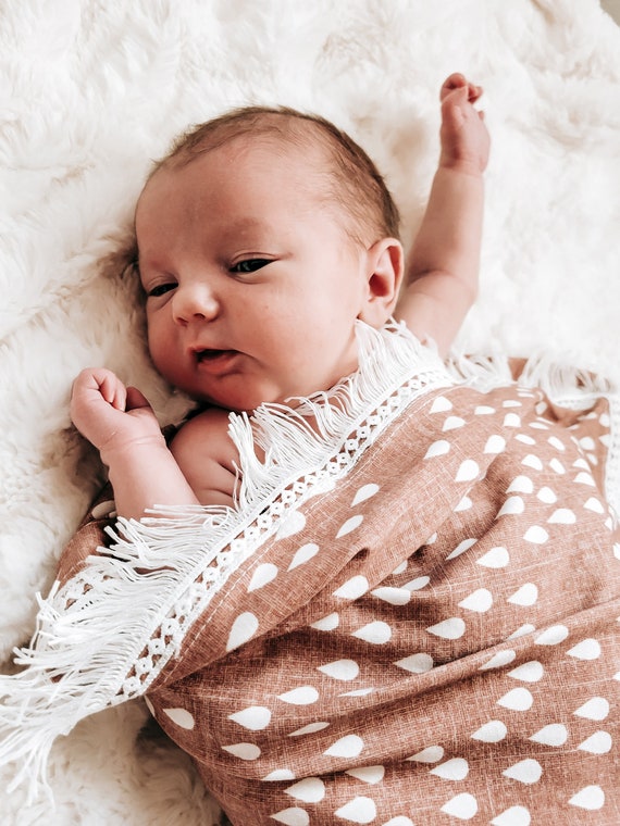 Fringe Swaddle Blanket Boho Fringe Blanket Fringe Swaddle Newborn