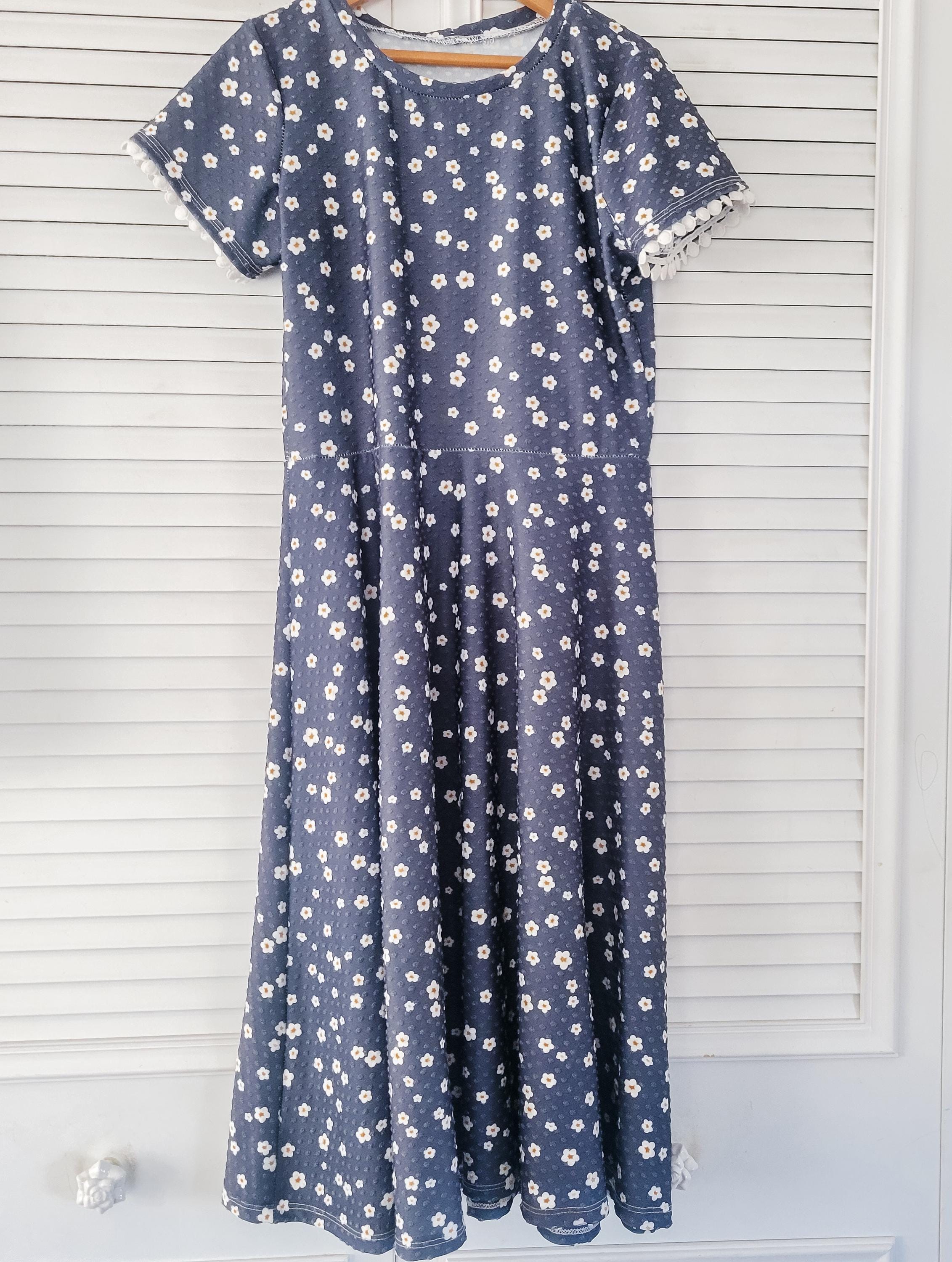 navy blue easter dress Aura Poplin Dress in Blue Bunnies