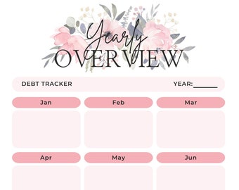 Druckbarer jährlicher Debt Tracker, Debt Snowball, Debt Payoff, Dave Ramsey, The Budget Mom, Jahresübersicht, digitaler Tracker, Debt Snowball