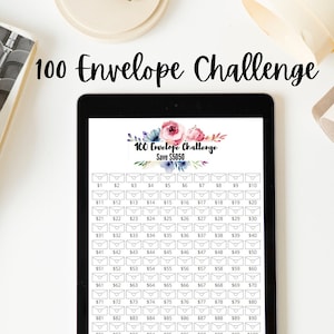 Printable 100 Envelope Savings Challenge Tracker, Savings Goal, Money Challenge, digital tracker, save 5050 dollars