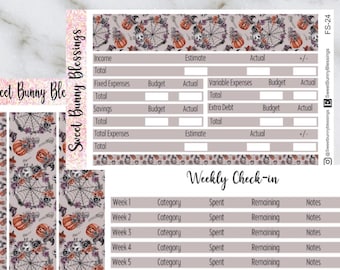 Floral Skulls Budget Kit 7x9 | Monthly Budget Kit | Weekly Budget Kit | Erin Condren Budget | Budget Planner Kit Stickers