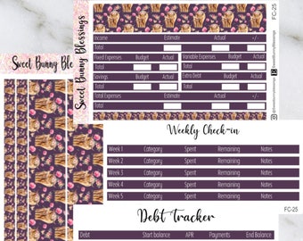 Floral Cows Budget Kit 7x9 | Monthly Budget Kit | Weekly Budget Kit | Erin Condren Budget | Budget Planner Kit Stickers