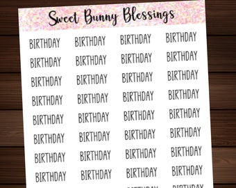 Birthday and Anniversary Script Planner Stickers, Fits Erin Condren, Happy Planner and more planners, planner stickers