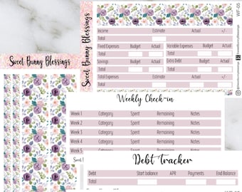 Watercolor Floral Budget Kit 7x9 | Monthly Budget Kit | Weekly Budget Kit | Erin Condren Budget | Budget Planner Sticker kit