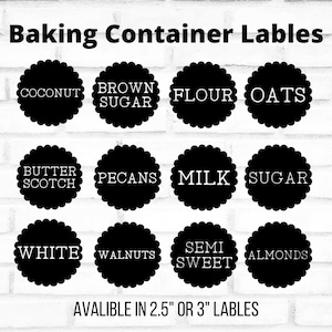 Set of 12 Pantry and Baking Supply Labels / Storage Labels / Home Organization / Canister Labels / Vinyl Decals