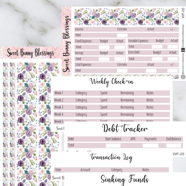 Watercolor Floral Budget Kit 7x9 | Monthly Budget Kit | Weekly Budget Kit | Erin Condren Budget | Budget Planner Sticker kit