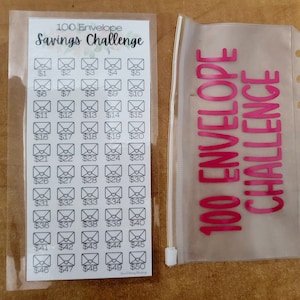 Laminated A6 Savings Challenge Trackers, 100 envelope challenge, 52 envelope challenge, 50 envelope challenge, 30 envelope challenge