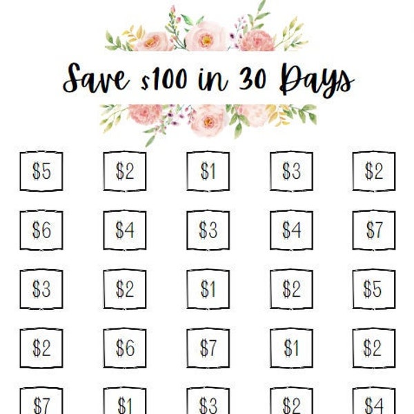 Printable Save 100 Dollars in 30 Days Savings Tracker, Savings Goal, Money Challenge, The Budget Mom, Dave Ramsey, digital tracker