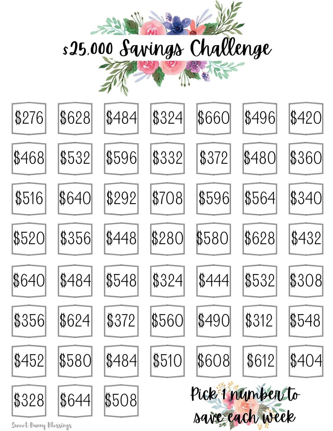 Printable 25 000 Dollar Savings Challenge Tracker Save 25 000 Dollars 