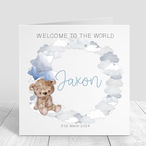 Tarjeta personalizada para bebé niño - Tarjeta para recién nacido - Tarjeta para recién nacido - Tarjeta para bebé niño