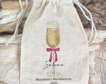Bolsas de regalo para despedida de soltera con champán: Kit de muselina de algodón para la resaca
