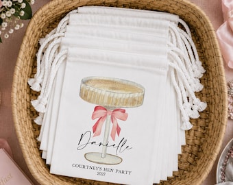 Prosecco Hen Party Favor Bags: Cotton Muslin Hangover Kit