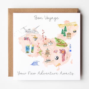 Moving to China Card, Personalised Bon Voyage Card, Emigrating Card, New Adventures Card, Good Luck Card, Moving Abroad Card