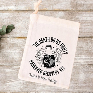 Til Death Do Us Party Hangover Recover Kit | Hen Party Favour Bags | Goth Wedding | Dark Wedding | Alternative Wedding