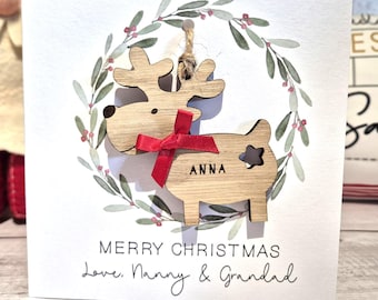Personalised Baby's First Christmas Card - Reindeer Keepsake