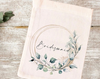 Personalized Floral Favor Bag: Rustic Wedding Thank You Gift