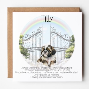 Carte personnalisée de perte d'animal de compagnie | Carte de sympathie Rainbow Bridge pour chien | carte commémorative pour animal de compagnie | Carte de deuil pour propriétaire d'animal de compagnie | Carte de condoléances pour animal de compagnie