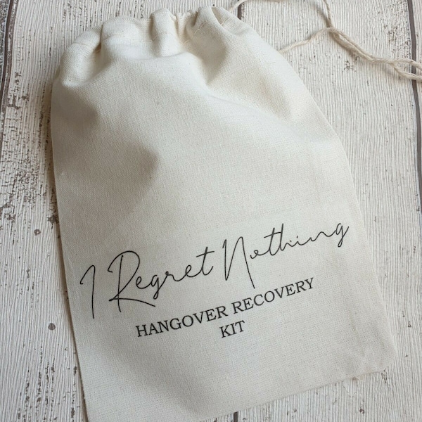Hangover Kit Bags, I Regret Nothing, Wedding Thank You Favours, Recovery Kit, Hen Party Favours, Bachelorette Kit, Morning After Kit