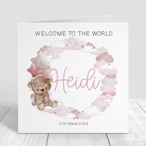 New Baby Girl Card: Pink Baby Shower, Christening