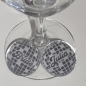 Disco Ball Wine Glass Charm: Bride&#39;s Last Disco Party Decor
