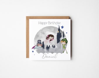 Personalised Birthday Greetings Card, Peter Pan Greetings Card