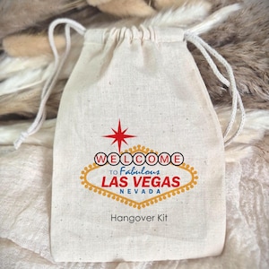 Las Vegas Hangover Kit Bags: Cotton Muslin Wedding Favor