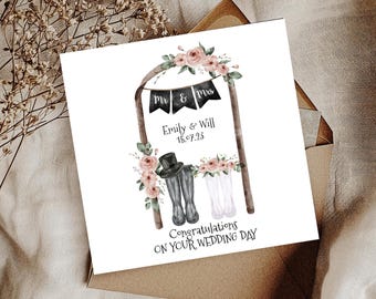 Personalized Wedding Wellies Card: Rustic Keepsake Gift