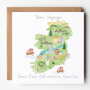 Carta per trasferirsi in Irlanda, Carta personalizzata Bon Voyage, Carta per emigrare, Carta per nuove avventure, Carta per buona fortuna, Carta per trasferirsi all'estero