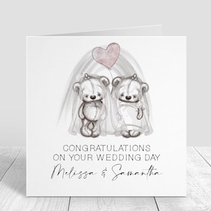 Cartão de casamento personalizado Sra. e Sra. – Cartão de parabéns para casal LGBTQ+ gay – Presente minimalista para casamento gay – Cartão de casamento entre pessoas do mesmo sexo
