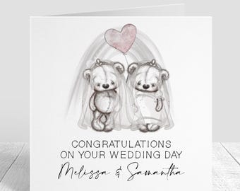 Personalized Mrs & Mrs Wedding Card: Minimalist Gay Couple Congratulations