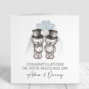 Carte de mariage personnalisée Mr & Mr - Carte de félicitations pour mariage pour couple gay LGBTQ+ - Cadeau de mariage gay minimaliste - Carte de mariage homosexuel