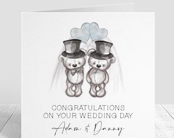 Tarjeta de boda personalizada para Sr. y Sr.: felicitaciones minimalistas para una pareja gay
