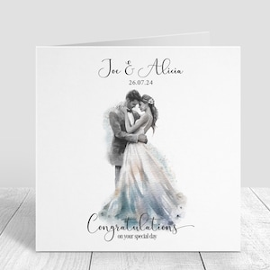 Carte de mariage personnalisée - Félicitations pour votre mariage - Cadeau souvenir du jour du mariage - Carte Mr & Mrs