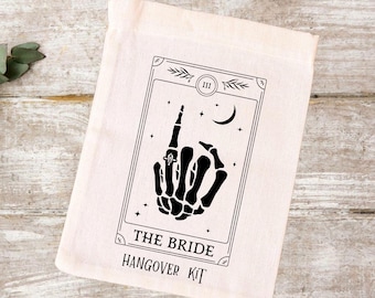 Bride Tarot Card Cotton Favor Bag: Goth Hen Party Gift