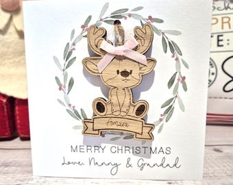 Personalised Baby's First Christmas Card - Reindeer Keepsake