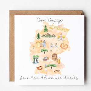 Moving to Germany Card, Personalised Bon Voyage Card, Emigrating Card, New Adventures Card, Good Luck Card, Moving Abroad Card