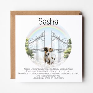 Carte personnalisée de perte d'animal de compagnie | Carte commémorative Jack Russell | de sympathie pour animal de compagnie | de sympathie pour chien | Carte de décès d'un animal de compagnie