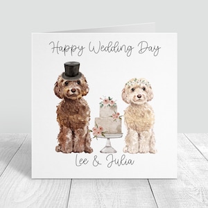 Carte de mariage personnalisée | Carte de mariage de chien | carte postale pour les jeunes mariés | Cartes de mariage | Différentes races de chiens | Carte de félicitations
