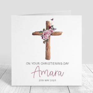 Cartão de batizado personalizado para meninas - Cartão de batizado para afilhadas - Cartão de batizado para filhas - Cartão de batizado para netas